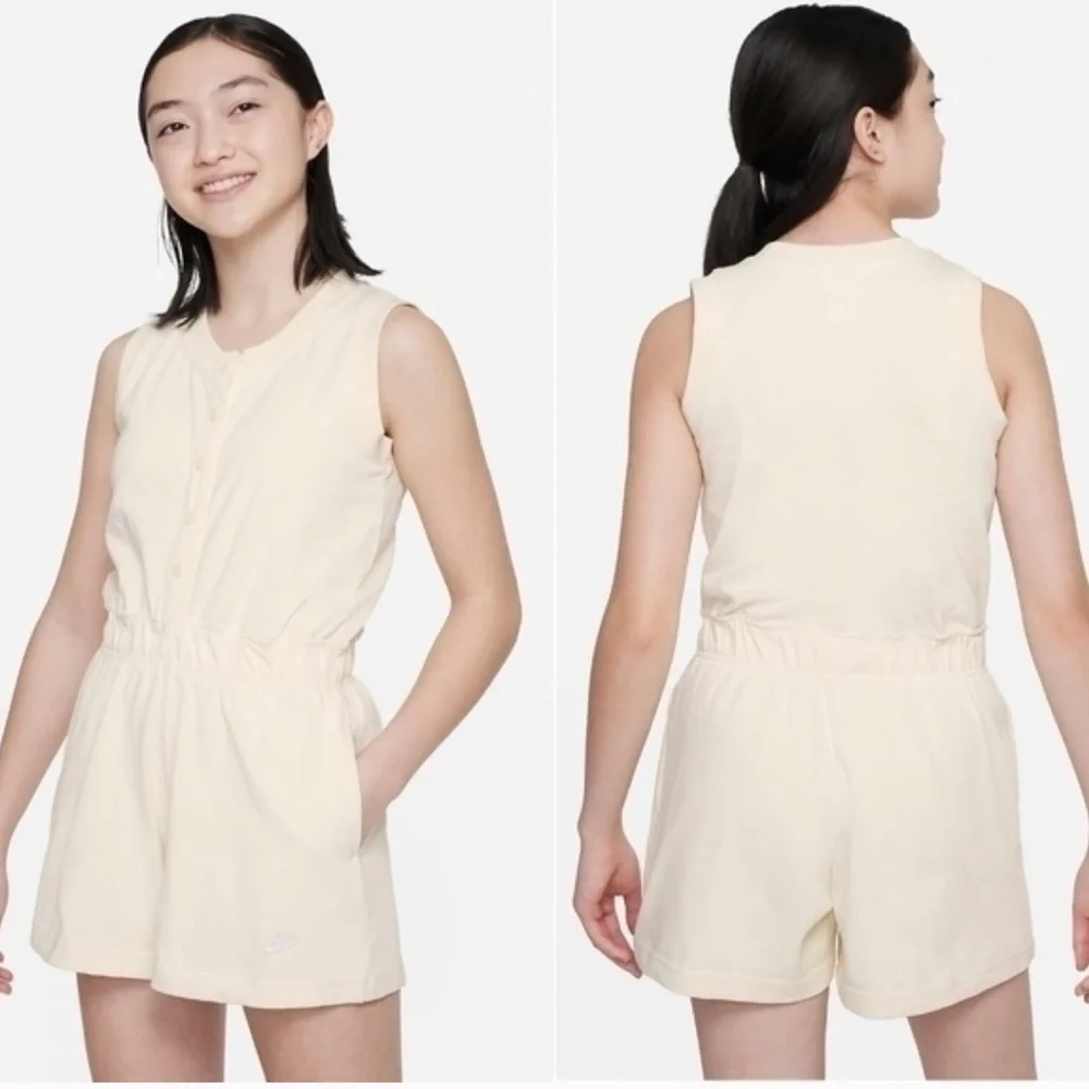Nike egg cream kids size large romper sleeveless snap from New with tags